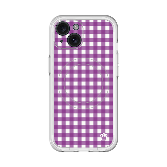 スリムプロテクションプレミアムケース with MagSafe［ Checkered Purple - ギンガムチェック パープル ］