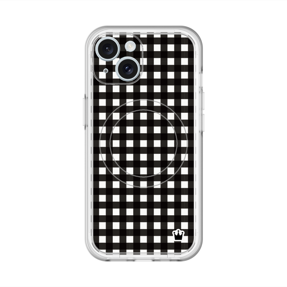 スリムプロテクションプレミアムケース with MagSafe［ Checkered Purple - ギンガムチェック ブラック ］