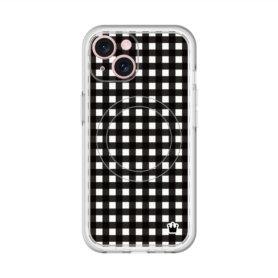 スリムプロテクションプレミアムケース with MagSafe［ Checkered Purple - ギンガムチェック ブラック ］