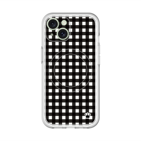 スリムプロテクションプレミアムケース with MagSafe［ Checkered Purple - ギンガムチェック ブラック ］
