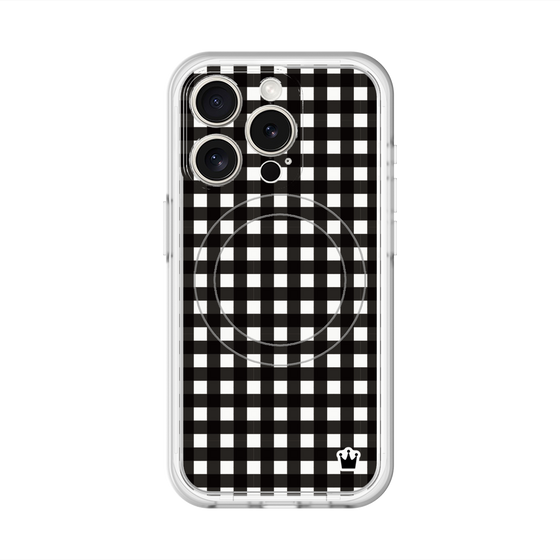 スリムプロテクションプレミアムケース with MagSafe［ Checkered Purple - ギンガムチェック ブラック ］