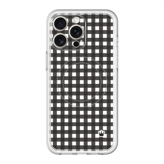 スリムプロテクションプレミアムケース with MagSafe［ Checkered Purple - ギンガムチェック ブラック ］
