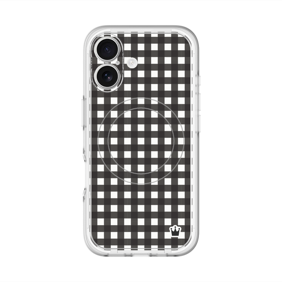 スリムプロテクションプレミアムケース with MagSafe［ Checkered Purple - ギンガムチェック ブラック ］
