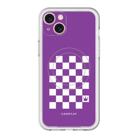 スリムプロテクションプレミアムケース with MagSafe［ Racing checkered flag Purple - レーシングチェッカーフラッグ パープル ］