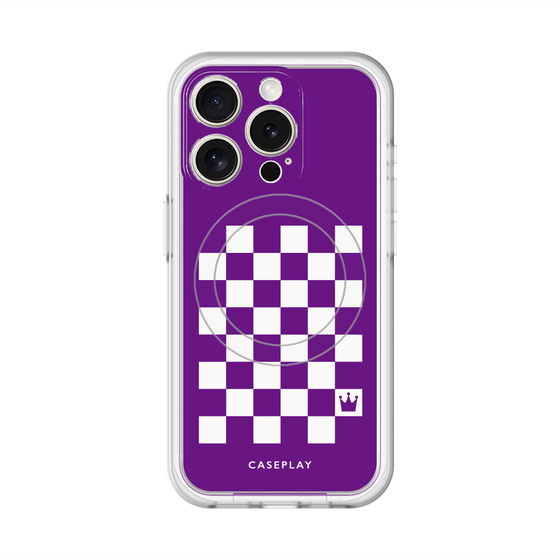 スリムプロテクションプレミアムケース with MagSafe［ Racing checkered flag Purple - レーシングチェッカーフラッグ パープル ］