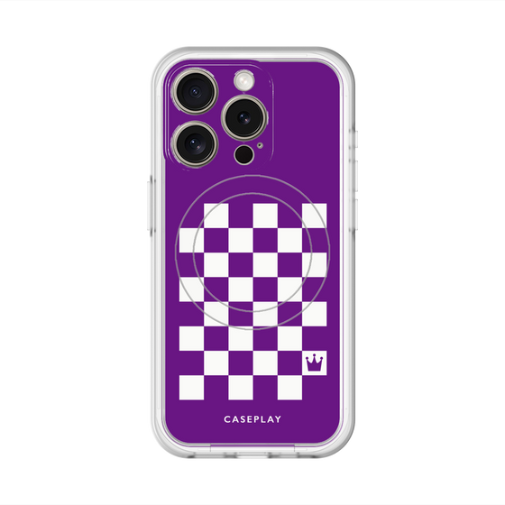 スリムプロテクションプレミアムケース with MagSafe［ Racing checkered flag Purple - レーシングチェッカーフラッグ パープル ］