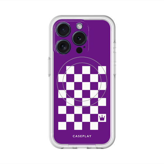 スリムプロテクションプレミアムケース with MagSafe［ Racing checkered flag Purple - レーシングチェッカーフラッグ パープル ］