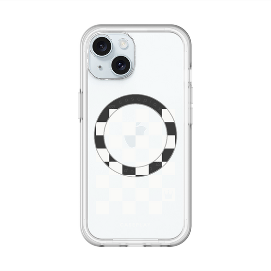 スリムプロテクションプレミアムケース with MagSafe［ Racing checkered flag White - レーシングチェッカーフラッグ ホワイト ］
