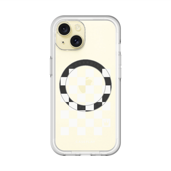 スリムプロテクションプレミアムケース with MagSafe［ Racing checkered flag White - レーシングチェッカーフラッグ ホワイト ］