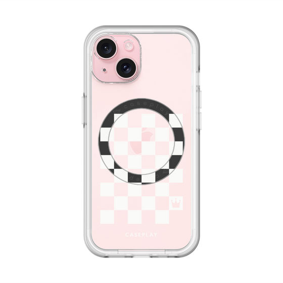スリムプロテクションプレミアムケース with MagSafe［ Racing checkered flag White - レーシングチェッカーフラッグ ホワイト ］