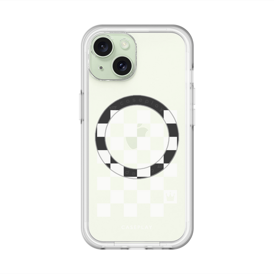 スリムプロテクションプレミアムケース with MagSafe［ Racing checkered flag White - レーシングチェッカーフラッグ ホワイト ］