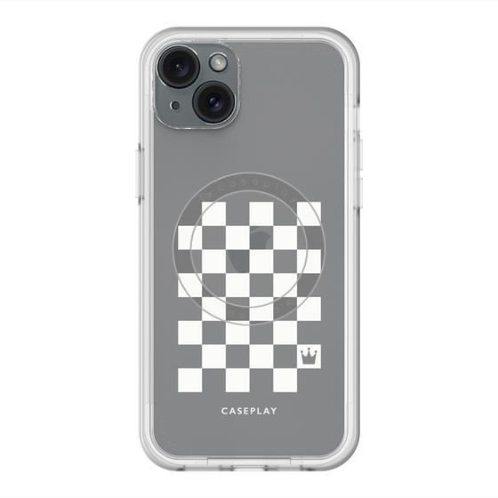 スリムプロテクションプレミアムケース with MagSafe［ Racing checkered flag White - レーシングチェッカーフラッグ ホワイト ］