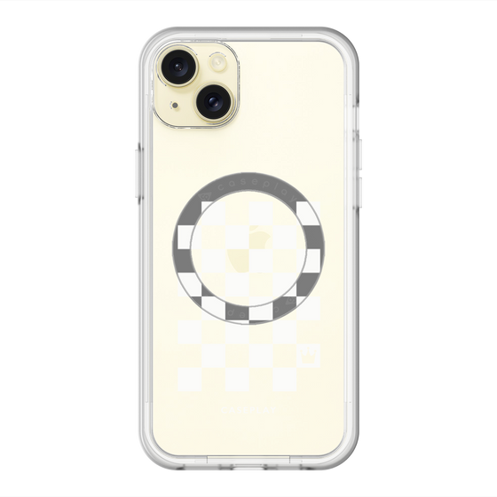 スリムプロテクションプレミアムケース with MagSafe［ Racing checkered flag White - レーシングチェッカーフラッグ ホワイト ］