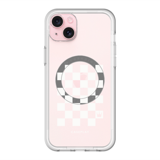 スリムプロテクションプレミアムケース with MagSafe［ Racing checkered flag White - レーシングチェッカーフラッグ ホワイト ］