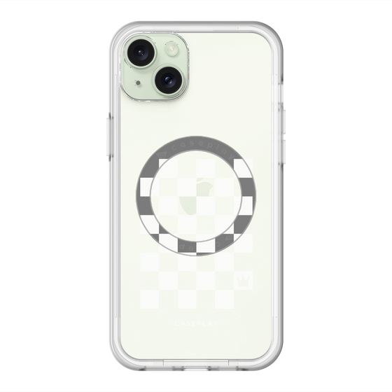 スリムプロテクションプレミアムケース with MagSafe［ Racing checkered flag White - レーシングチェッカーフラッグ ホワイト ］