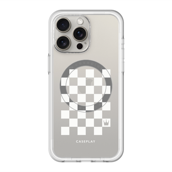 スリムプロテクションプレミアムケース with MagSafe［ Racing checkered flag White - レーシングチェッカーフラッグ ホワイト ］