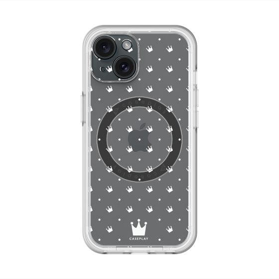 スリムプロテクションプレミアムケース with MagSafe［ CASEPLAY Crown dots White - ケースプレイ・クラウン・ドッツ ホワイト ］