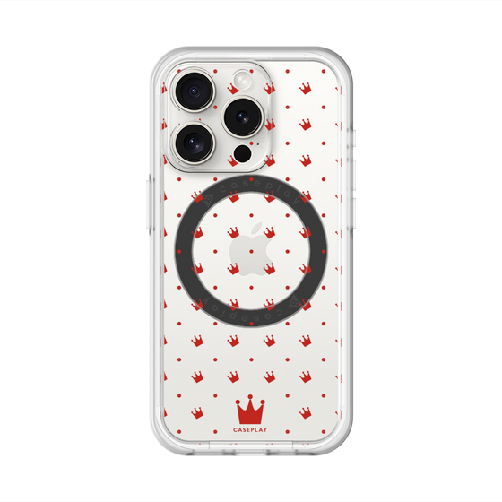 スリムプロテクションプレミアムケース with MagSafe［ CASEPLAY Crown dots Red - ケースプレイ・クラウン・ドッツ レッド ］
