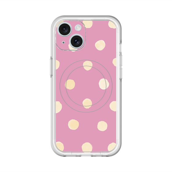スリムプロテクションプレミアムケース with MagSafe［ 水彩ドット・レトロカラー - Pink ］