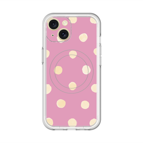 スリムプロテクションプレミアムケース with MagSafe［ 水彩ドット・レトロカラー - Pink ］