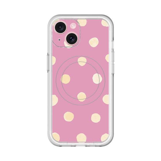スリムプロテクションプレミアムケース with MagSafe［ 水彩ドット・レトロカラー - Pink ］