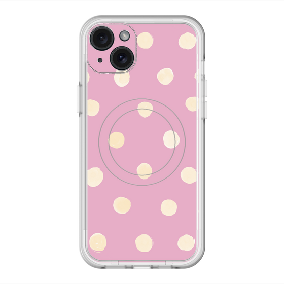 スリムプロテクションプレミアムケース with MagSafe［ 水彩ドット・レトロカラー - Pink ］