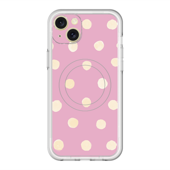 スリムプロテクションプレミアムケース with MagSafe［ 水彩ドット・レトロカラー - Pink ］