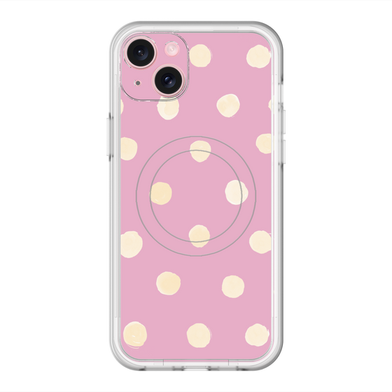 スリムプロテクションプレミアムケース with MagSafe［ 水彩ドット・レトロカラー - Pink ］