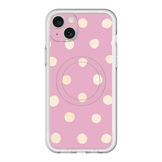 スリムプロテクションプレミアムケース with MagSafe［ 水彩ドット・レトロカラー - Pink ］