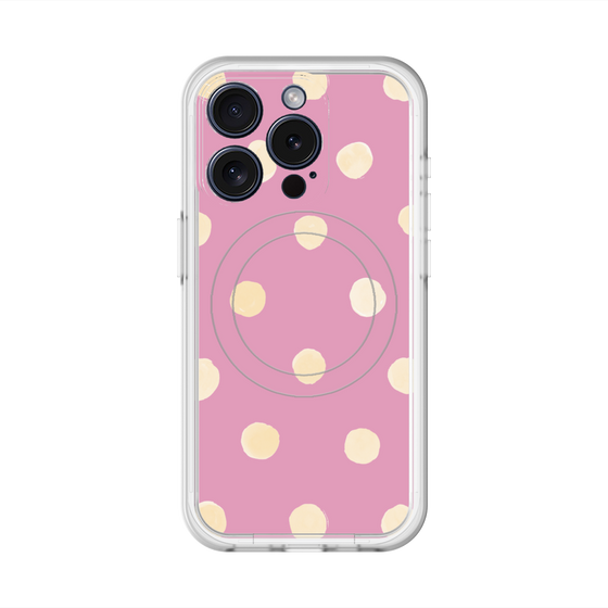 スリムプロテクションプレミアムケース with MagSafe［ 水彩ドット・レトロカラー - Pink ］