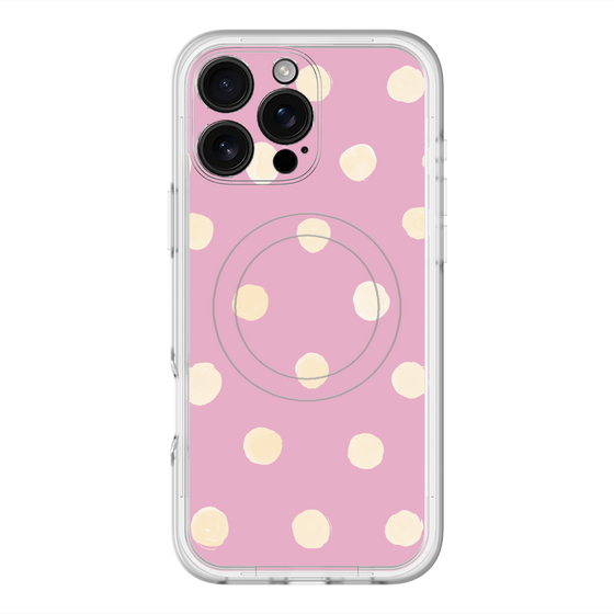 スリムプロテクションプレミアムケース with MagSafe［ 水彩ドット・レトロカラー - Pink ］