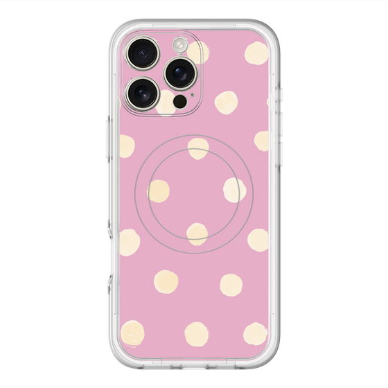 スリムプロテクションプレミアムケース with MagSafe［ 水彩ドット・レトロカラー - Pink ］