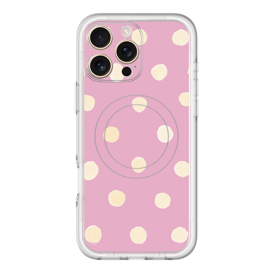 スリムプロテクションプレミアムケース with MagSafe［ 水彩ドット・レトロカラー - Pink ］