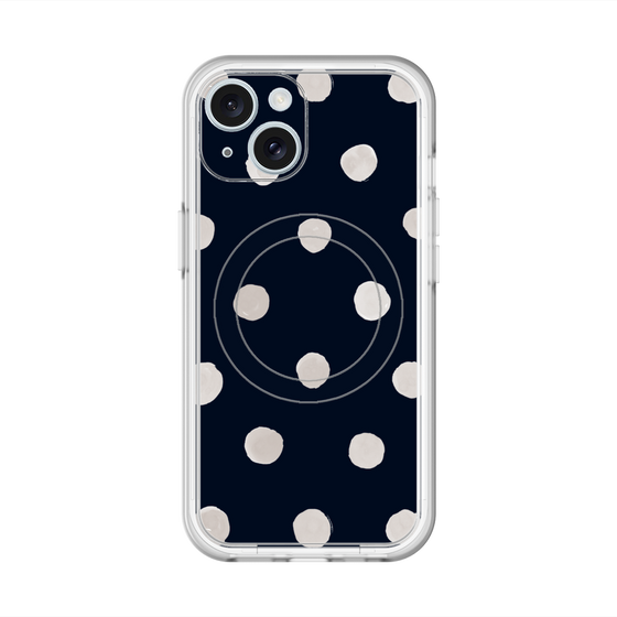 スリムプロテクションプレミアムケース with MagSafe［ 水彩ドット・レトロカラー - Navy ］