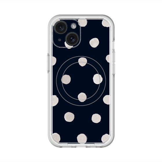 スリムプロテクションプレミアムケース with MagSafe［ 水彩ドット・レトロカラー - Navy ］