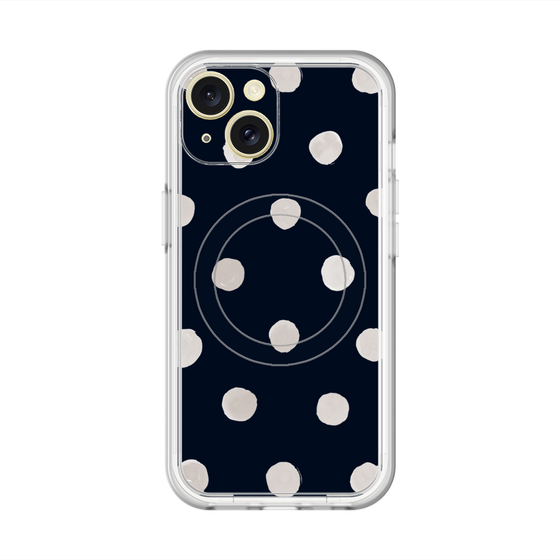 スリムプロテクションプレミアムケース with MagSafe［ 水彩ドット・レトロカラー - Navy ］