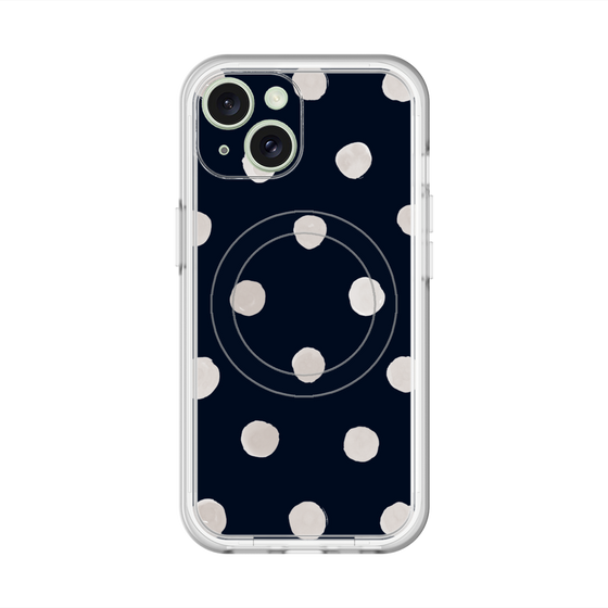 スリムプロテクションプレミアムケース with MagSafe［ 水彩ドット・レトロカラー - Navy ］