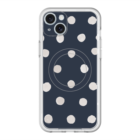 スリムプロテクションプレミアムケース with MagSafe［ 水彩ドット・レトロカラー - Navy ］