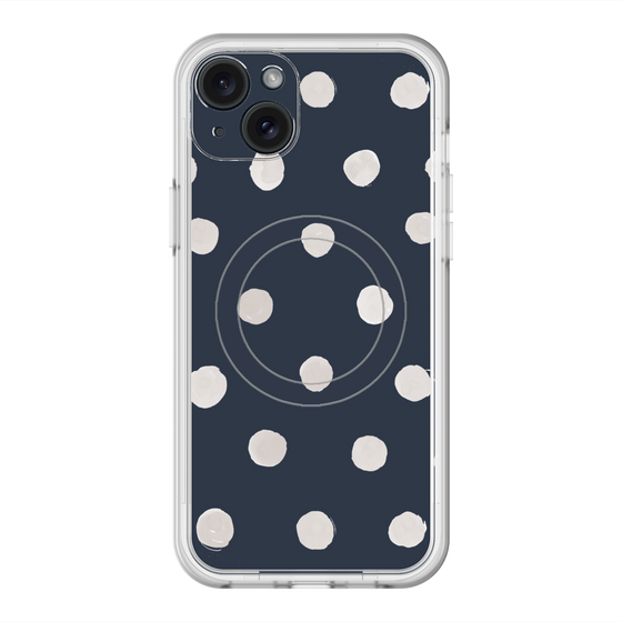 スリムプロテクションプレミアムケース with MagSafe［ 水彩ドット・レトロカラー - Navy ］
