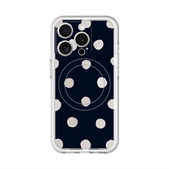 スリムプロテクションプレミアムケース with MagSafe［ 水彩ドット・レトロカラー - Navy ］