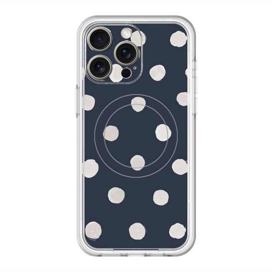 スリムプロテクションプレミアムケース with MagSafe［ 水彩ドット・レトロカラー - Navy ］
