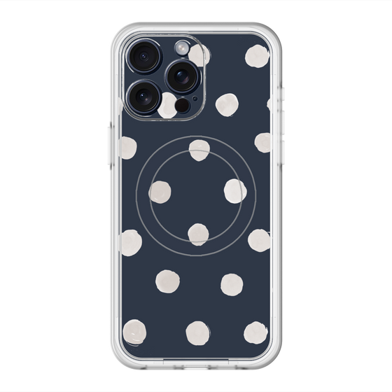 スリムプロテクションプレミアムケース with MagSafe［ 水彩ドット・レトロカラー - Navy ］