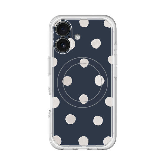 スリムプロテクションプレミアムケース with MagSafe［ 水彩ドット・レトロカラー - Navy ］
