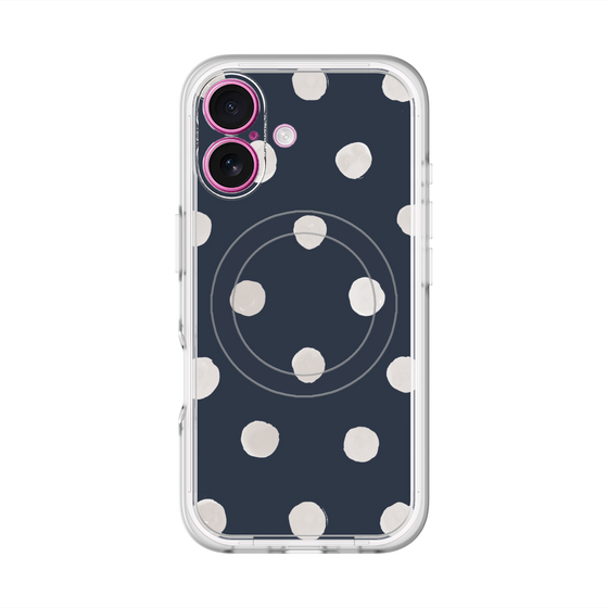 スリムプロテクションプレミアムケース with MagSafe［ 水彩ドット・レトロカラー - Navy ］