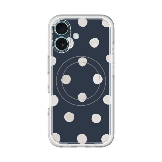 スリムプロテクションプレミアムケース with MagSafe［ 水彩ドット・レトロカラー - Navy ］