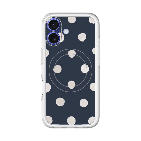 スリムプロテクションプレミアムケース with MagSafe［ 水彩ドット・レトロカラー - Navy ］