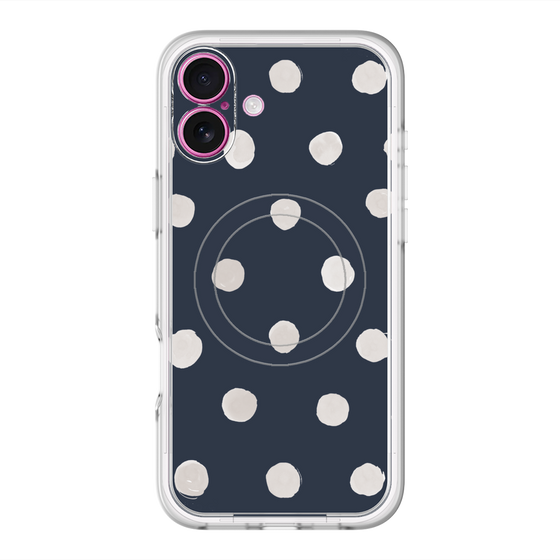 スリムプロテクションプレミアムケース with MagSafe［ 水彩ドット・レトロカラー - Navy ］