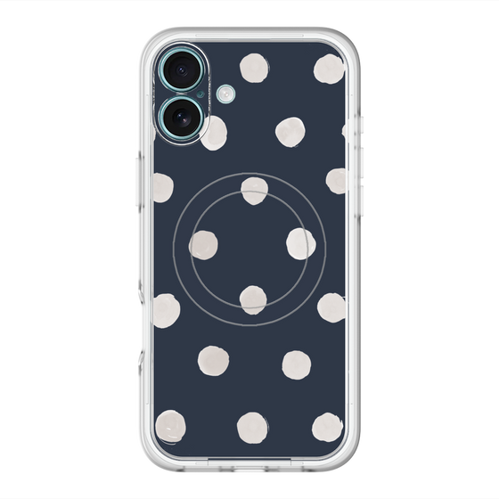 スリムプロテクションプレミアムケース with MagSafe［ 水彩ドット・レトロカラー - Navy ］