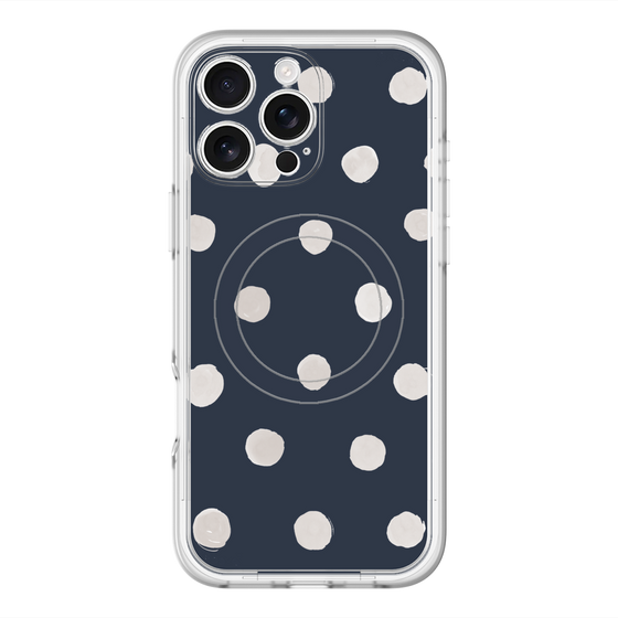 スリムプロテクションプレミアムケース with MagSafe［ 水彩ドット・レトロカラー - Navy ］