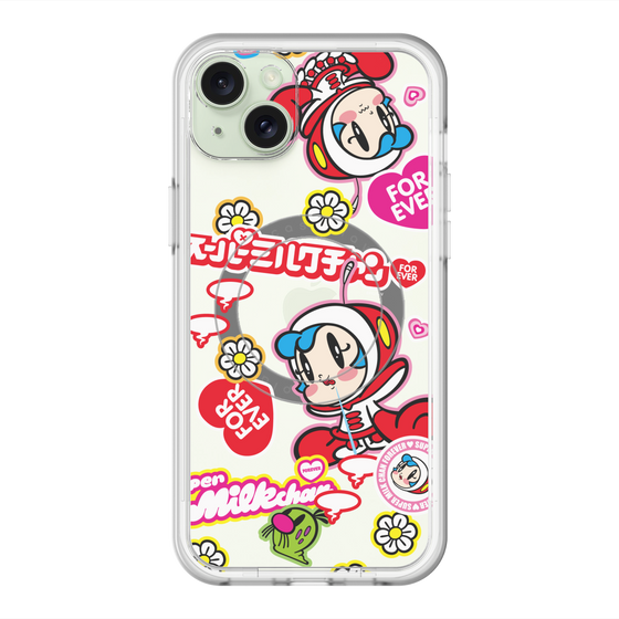 スリムプロテクションプレミアムケース with MagSafe［ スーパーミルクチャンFOREVER♥ - ロゴ＆キャラ ］